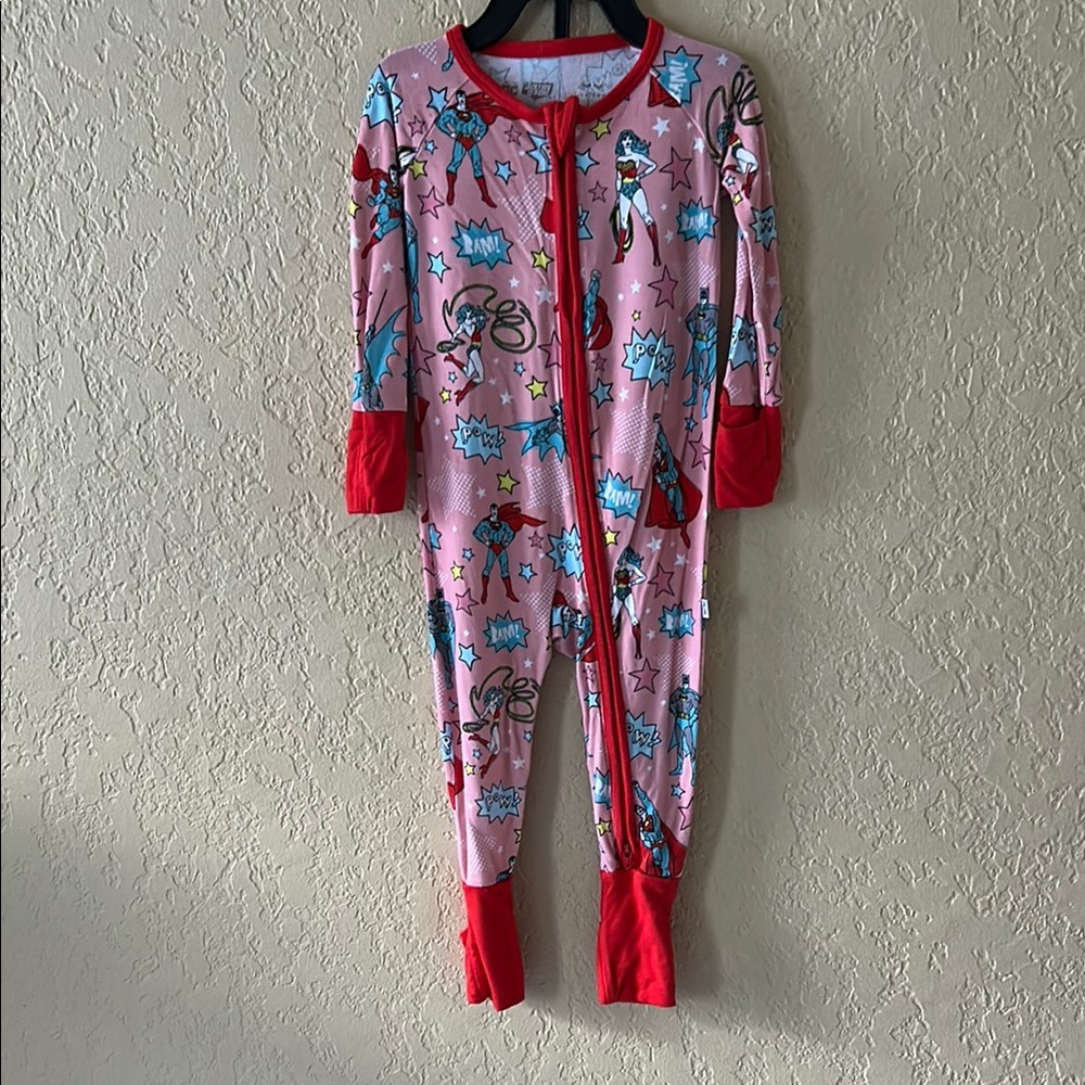 Little Sleepies Justice League Pink and Red Superhero One Piece